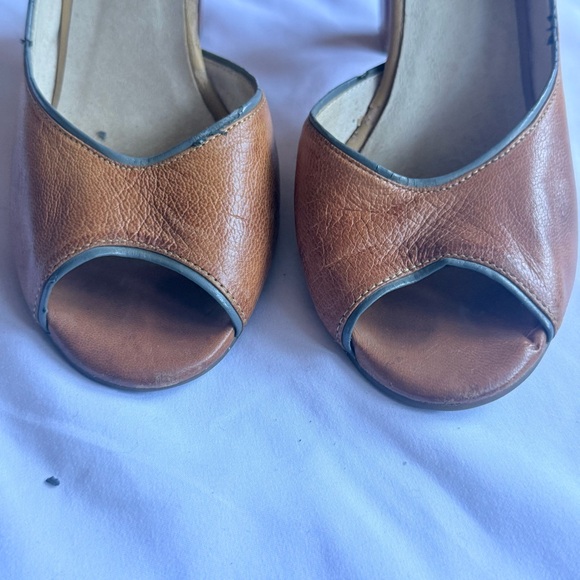 Miz Mooz Tan Peep-Toe Heels - Picture 8 of 10